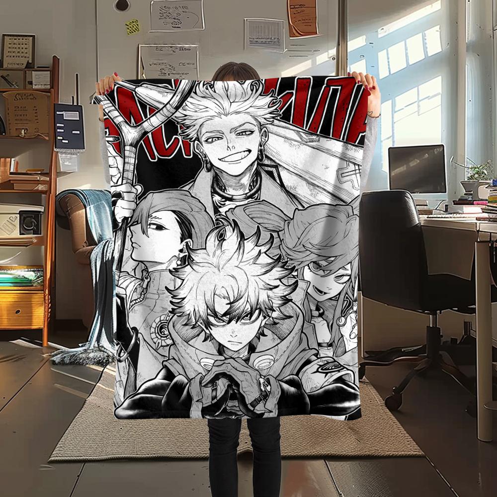 1 szt. Koc flanelowy z nadrukiem Gachiakuta, Wysokiej jakości, Na wszystkie pory roku, Wystrój domu, Ciepło i komfort, Idealny na prezenty świąteczne