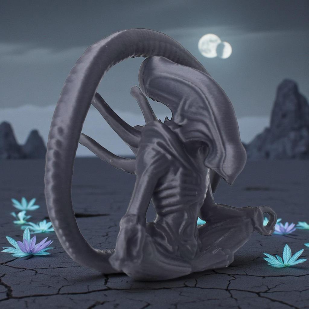 3D Printed Gray Meditation Alien Doll Pendant