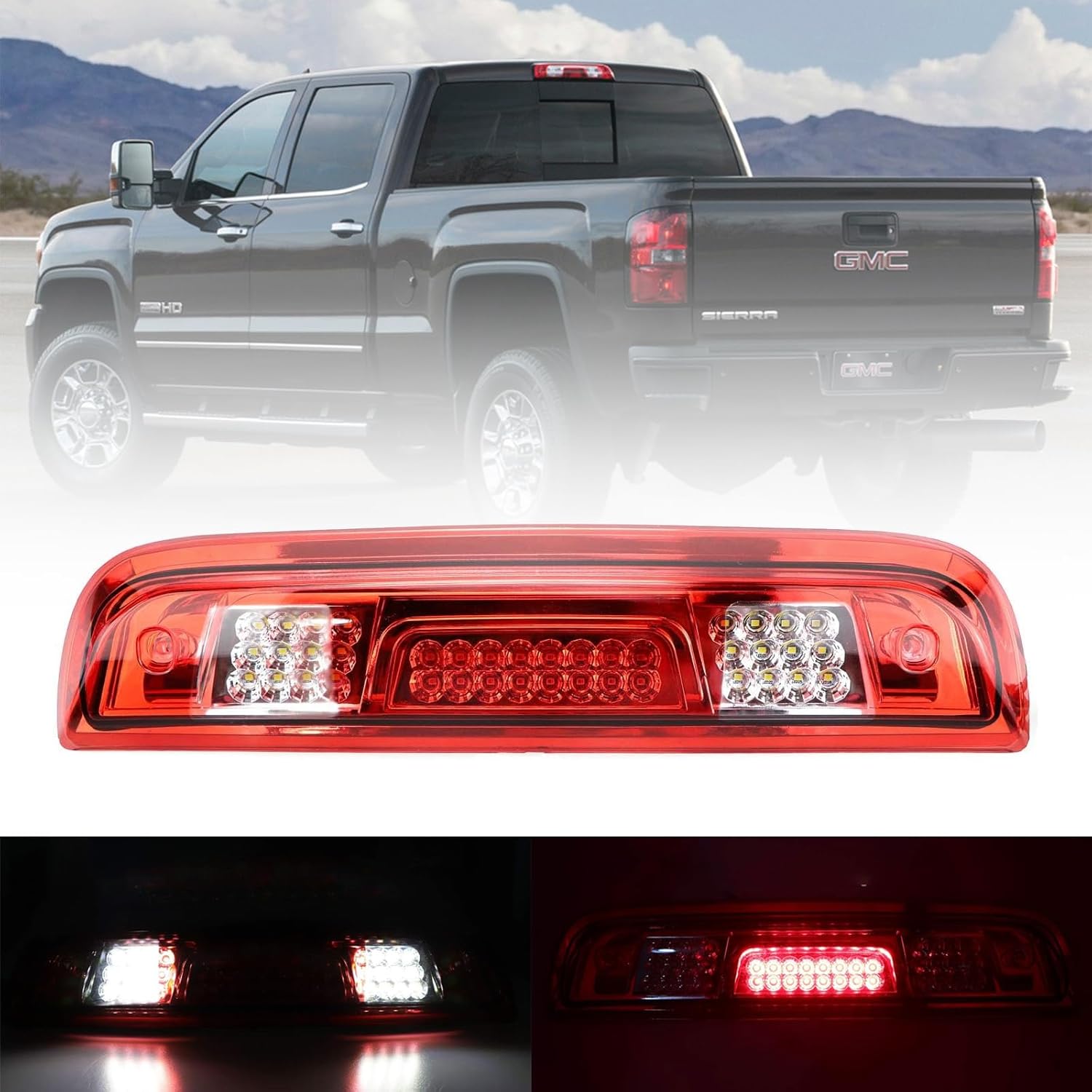 Silverado Sierra 3rd Brake Light LED Third Brake Light Cargo Lamp for Chevy Silverado GMC Sierra 1500 2500 3500 HD 2014-2018 Replace# 23509162