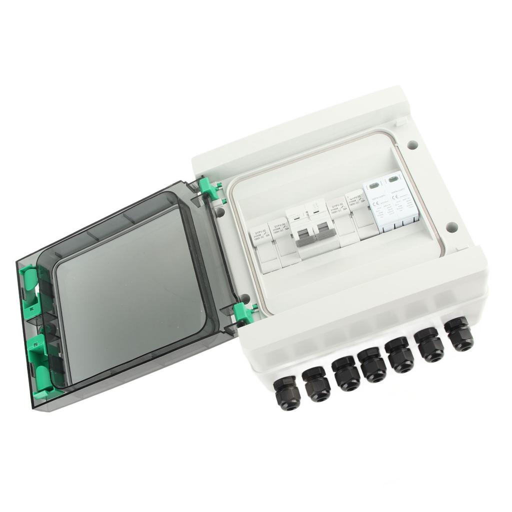 Solar PV Combiner Box 2 String Thunder Protection Circuit Breaker 2 In 1 Out DC550V IP65 Waterproof with MPPT Inverter