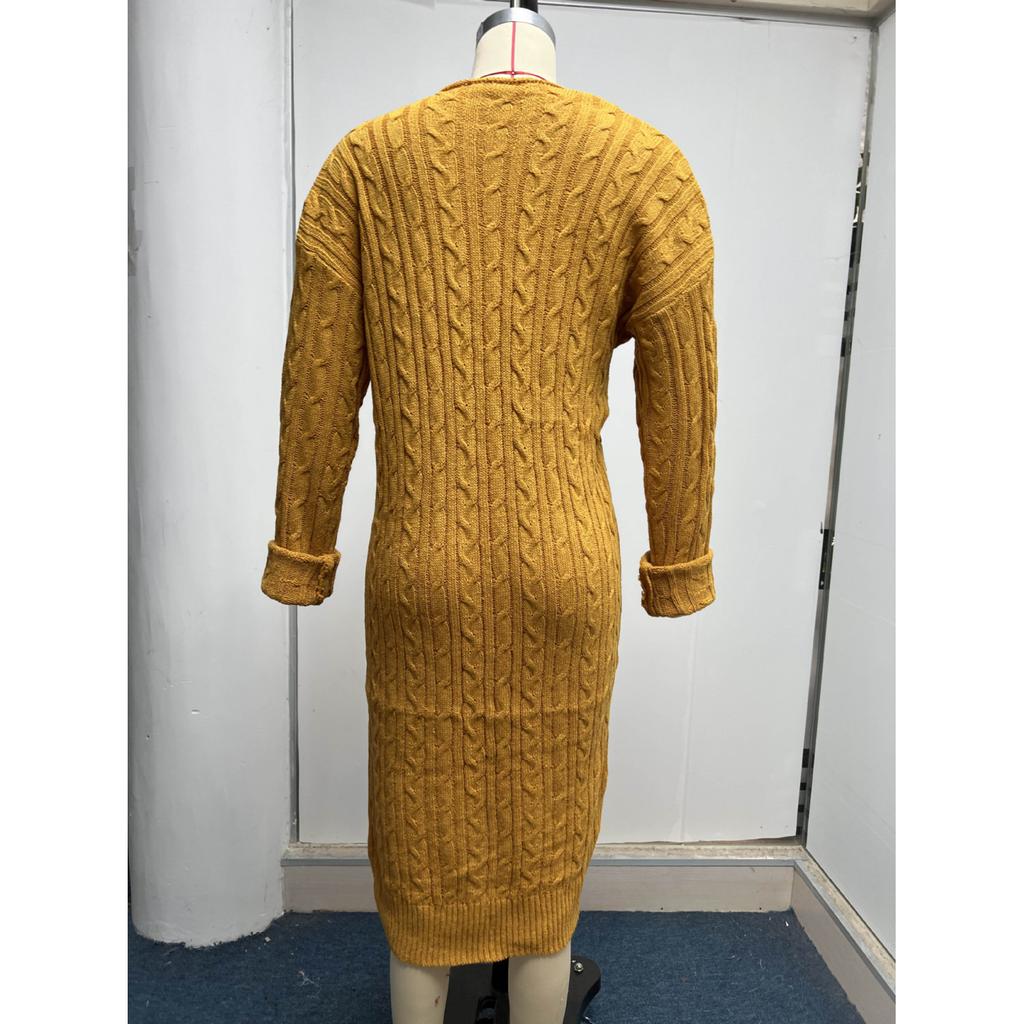 Damen Langarm Doppel-Taschen Twist Cardigan Pullover