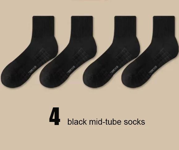 1pc 4pcs 5pcs 10pcs Socks Men's Cotton Spring Towel Bottom with Velvet Mid-tube White Stockings Thickened Sports Basketball Sock