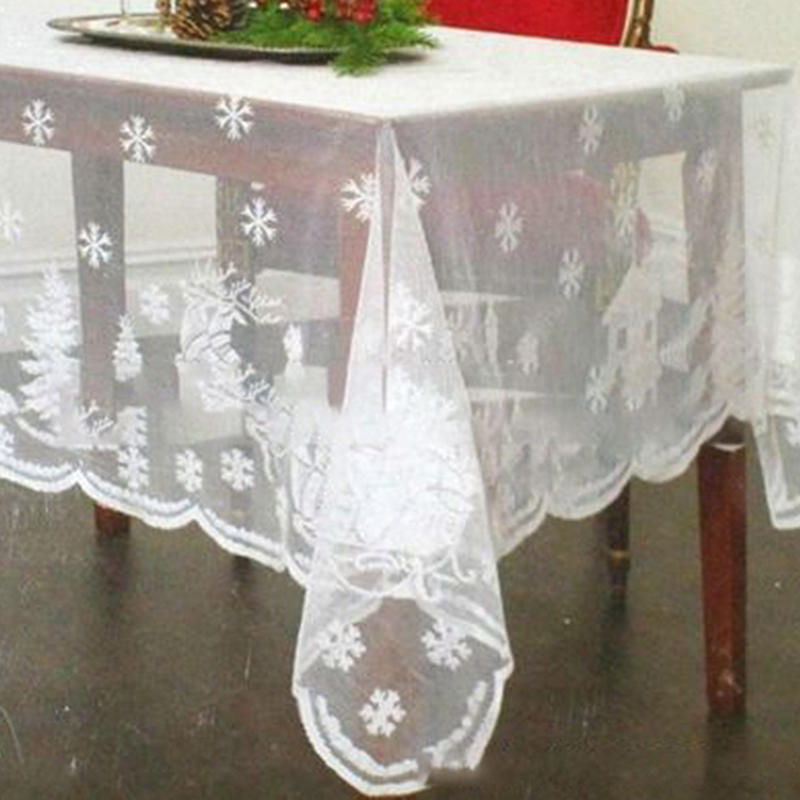 Christmas Snoaman Santa Elk Tablecloth Xmas Party House Lace Table Runner Holiday Decor