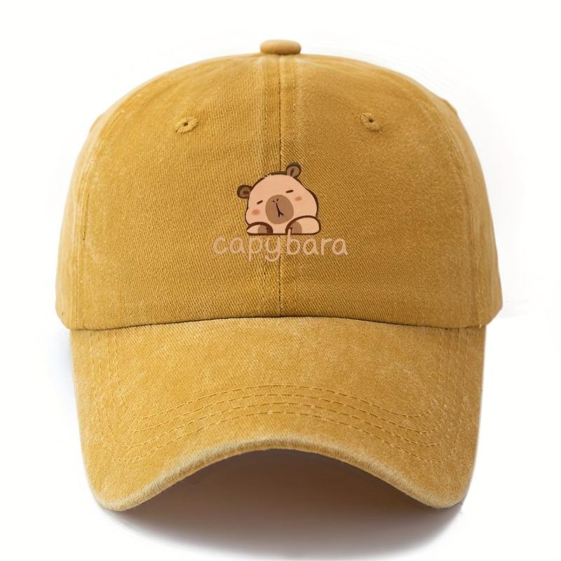Unisex Capybara Hat Printed Baseball Cap Retro Washed Casual Outdoor Cap