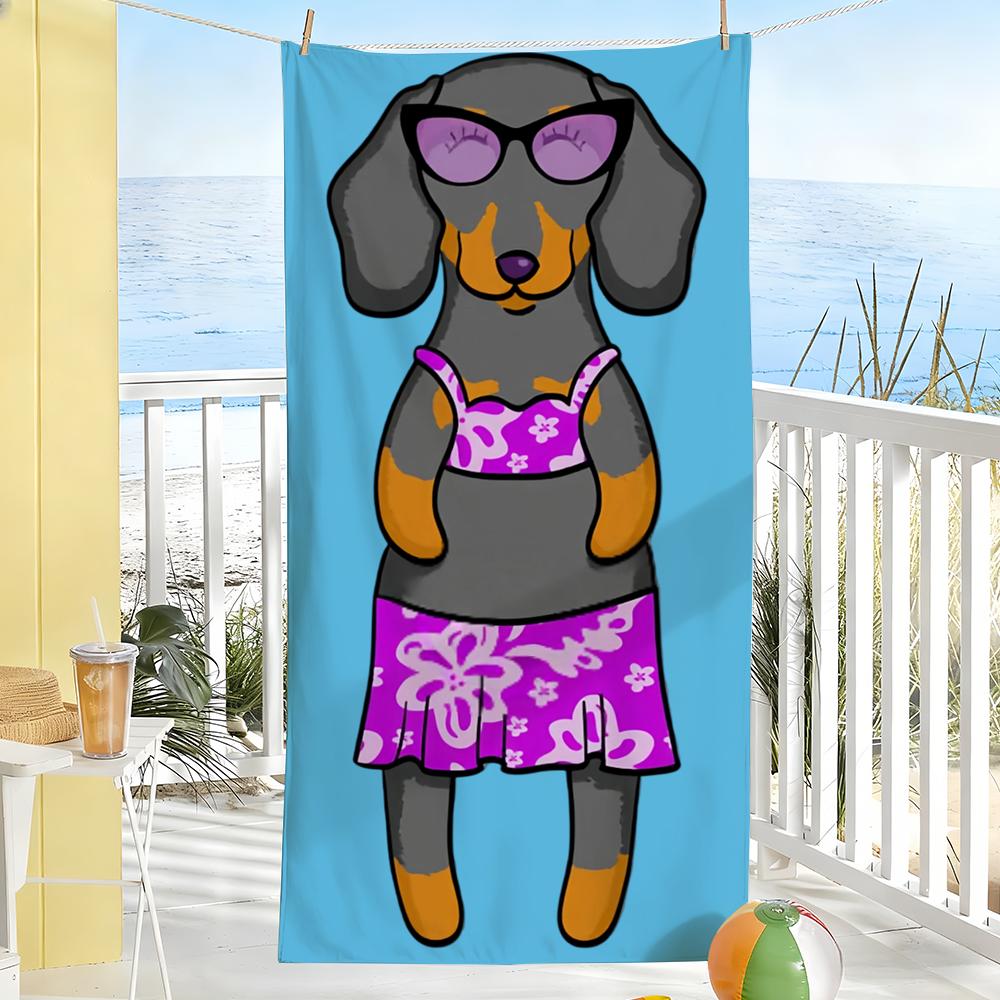 

Sunbathing Dachshund Funny Towel Soft Pool Gift For Travel Gym Shower Camping Quick Dry Sports Large Beach Towels W40*H60(CM)