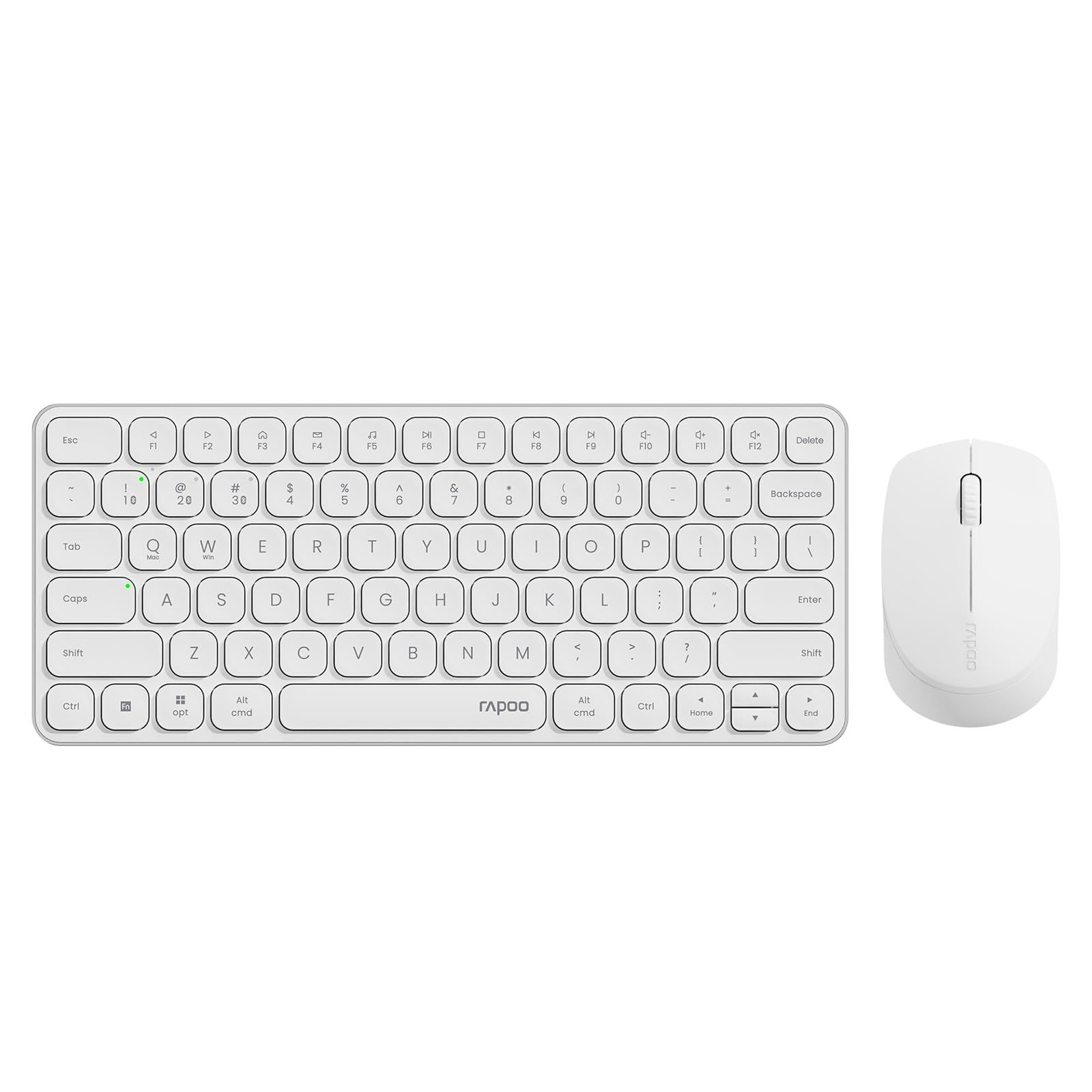 

RAPOO 9010M Wireless Keyboard and Mouse Bluetooth Quiet Silent Compatible with and Supports Simultaneous Connection of 4 Power White Set,