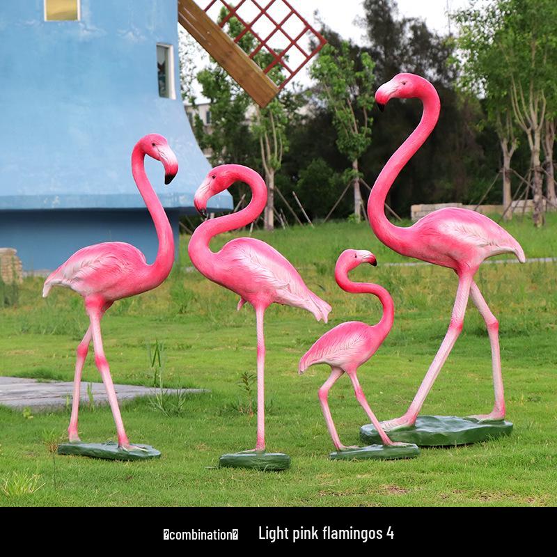Fiberglass Flamingo Sculpture for Garden and Pond Decorations