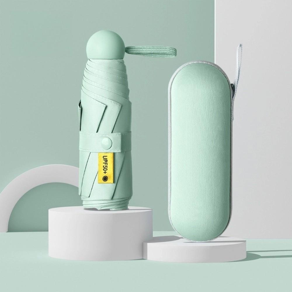 New Mini Capsule Folding Umbrella UPF50+ with Box Pocket Parasol Dual Use Protection UV Sunshade Sun Rain Umbrella for Outdoor