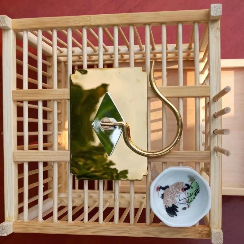 Exquisite Large Bamboo Grasshopper Cage with Free Accessories and Shipping, Damage Included