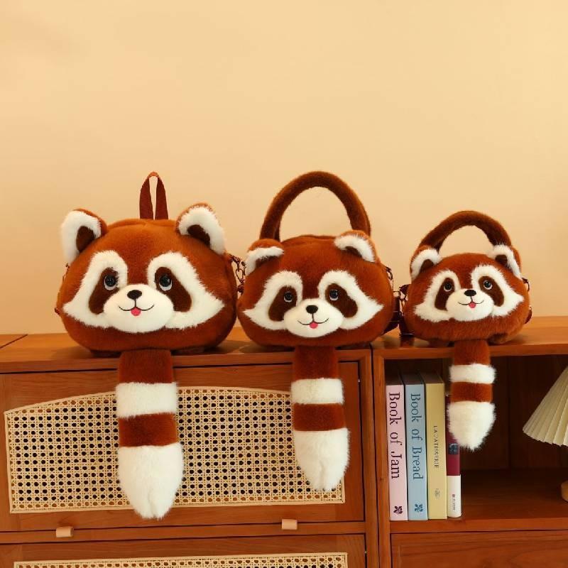 Raccoon Animal Plush Backpack Lightweight Single Shoulder Crossbody Bag Gift