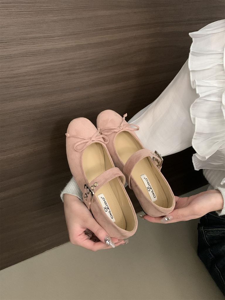 Vintage 2025 autumn shallow mouth single shoes women's new French fairy style ballet bow flat Mary Jane shoes