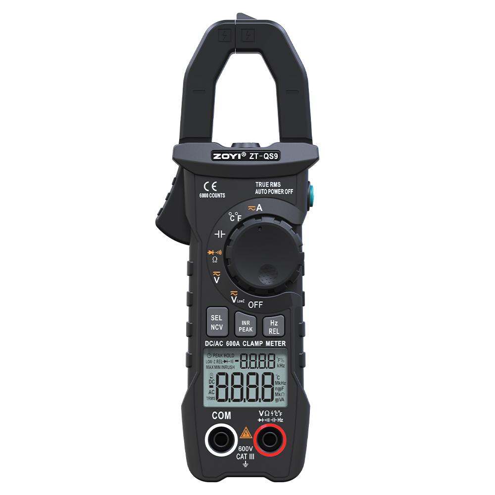 

ZOYI ZT-QS9 електричний цифровий кліщовий вимірювач змінного/постійного струму, високоточний мультиметр, кліщовий амперметр, вимірювач ємності чорний