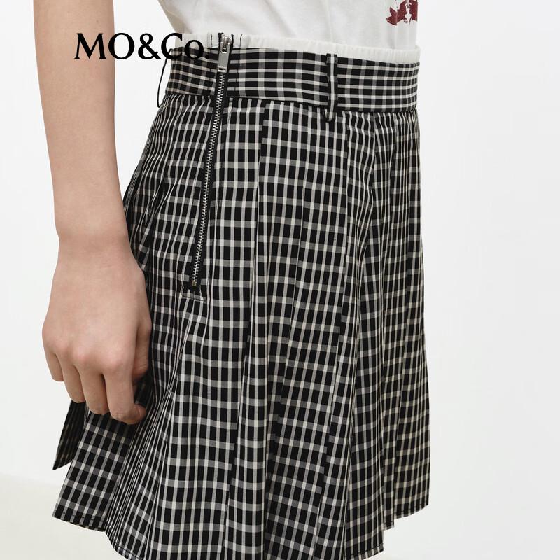 MO&Co. High-Waisted Plaid A-Line Mini Skirt