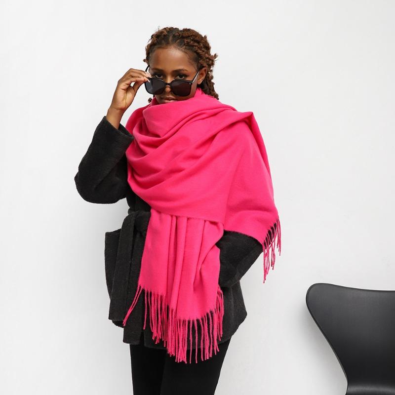Solid color imitation cashmere scarf Ankara red shawl knitted warm scarf long shawl