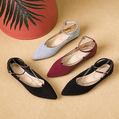 Mary Jane Flats for Women Comfortable Non-Slip Casual Dress Shoes Work Flats with Ankle Strap Women's Ballet Shoes Pointed Closed Toe Chic Flat Shoes