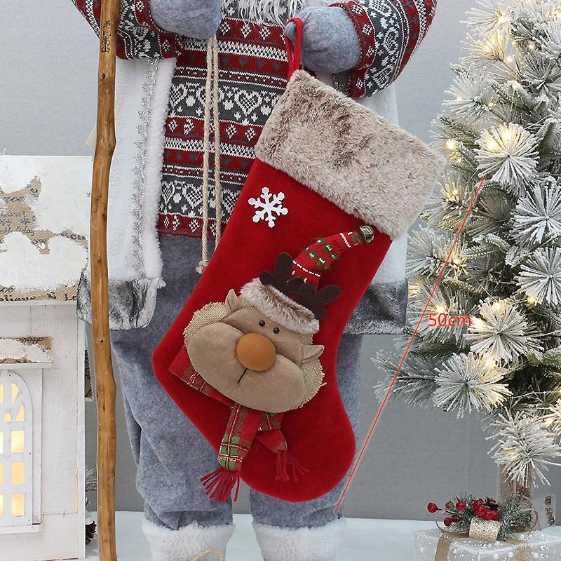 Christmas Stocking Large Plush Gift Sock Candy Bag Hanging Decoration Xmas Eve Party Home Decor