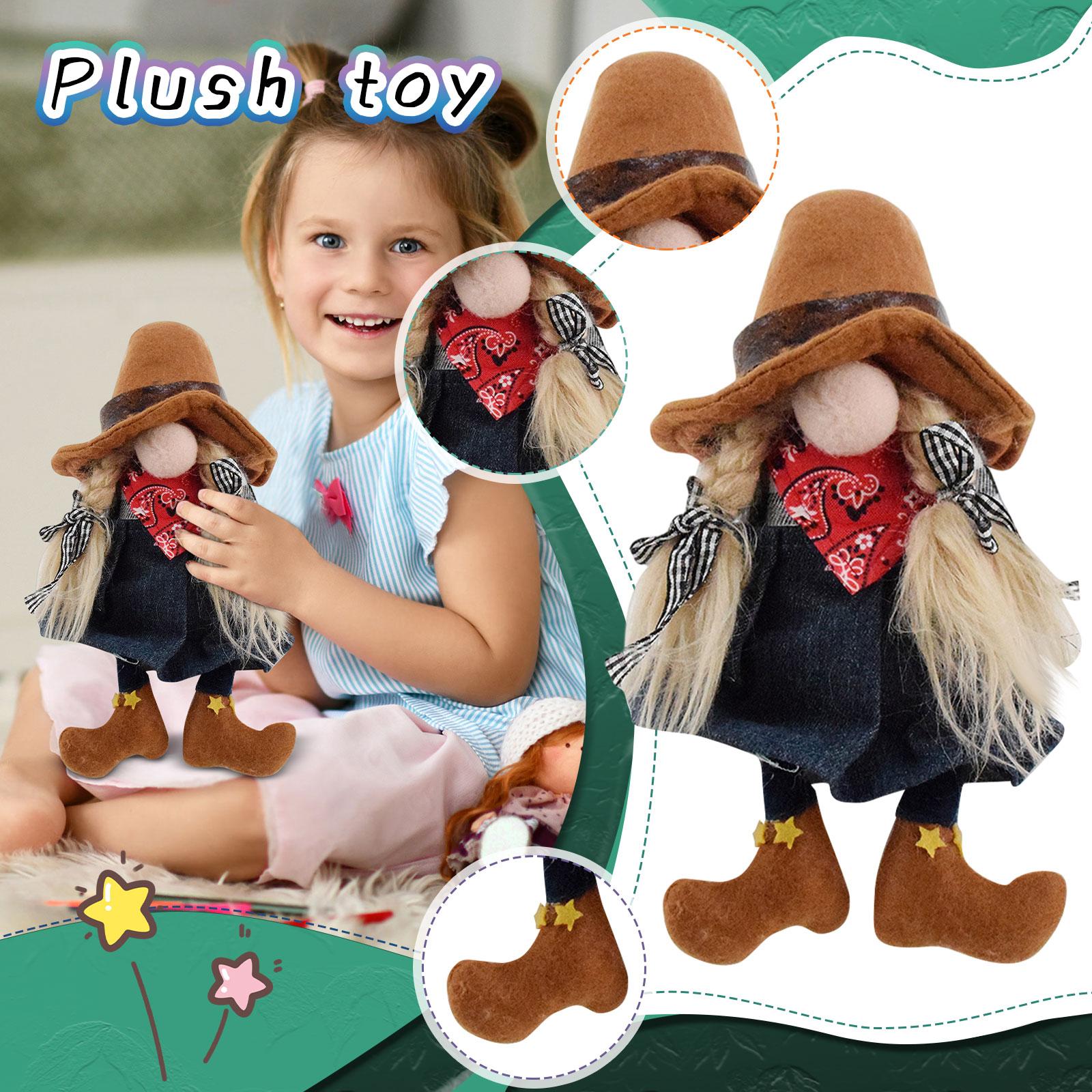 

Кукла-гном без лица «Девочка-ковбой», гном-рыбак в шляпе, аксессуар Лудао One Size