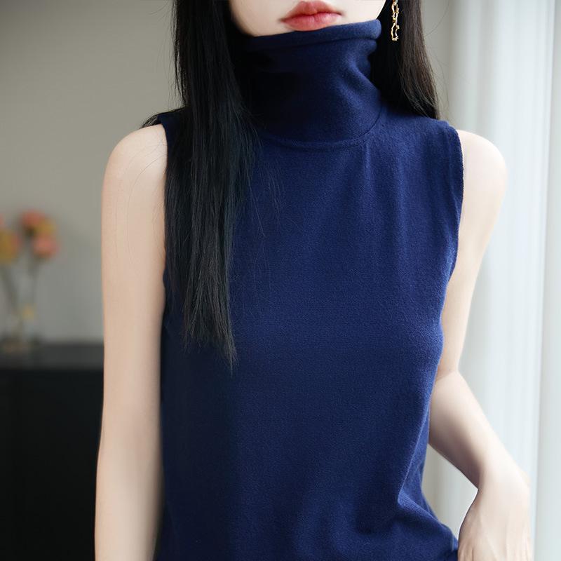 

Женский осенний вязаный жилет без рукавов с высоким воротом, 2025 XXL темно-синий