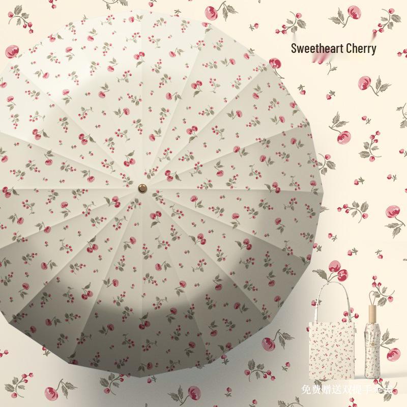 32-Bone Folding Dual-Use Women's Umbrella - Sun & Rain Protection, Anti-UV, Enlarged, Reinforced, Thickened Sunshade