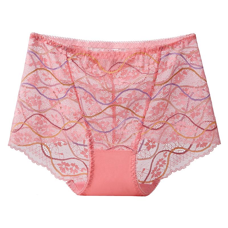 Big Size Lady Summer New Style Sexy Lace Hollow Out High Waist Shrink Abdomen Lift Hip Briefs