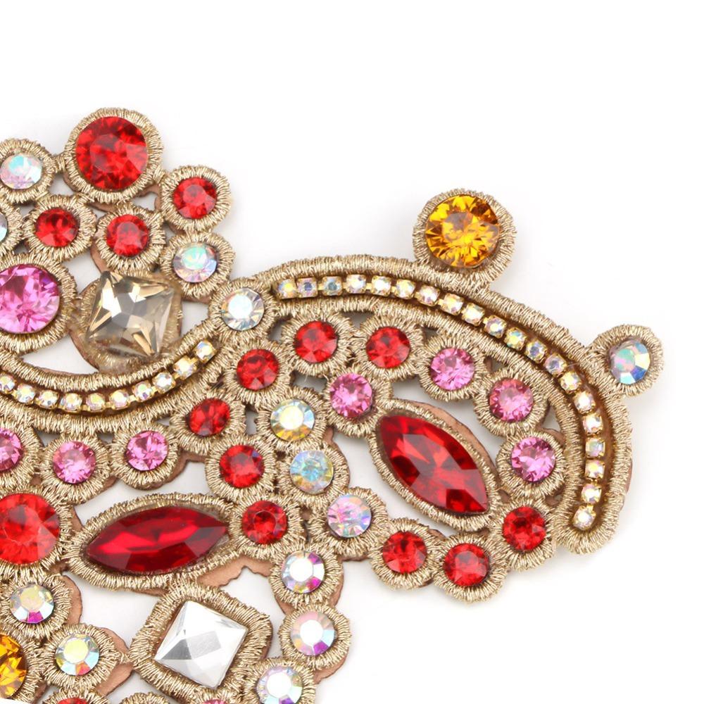 2pcs Embroidery Applique Crystal Rhinestone Patches For Clothing Accessories