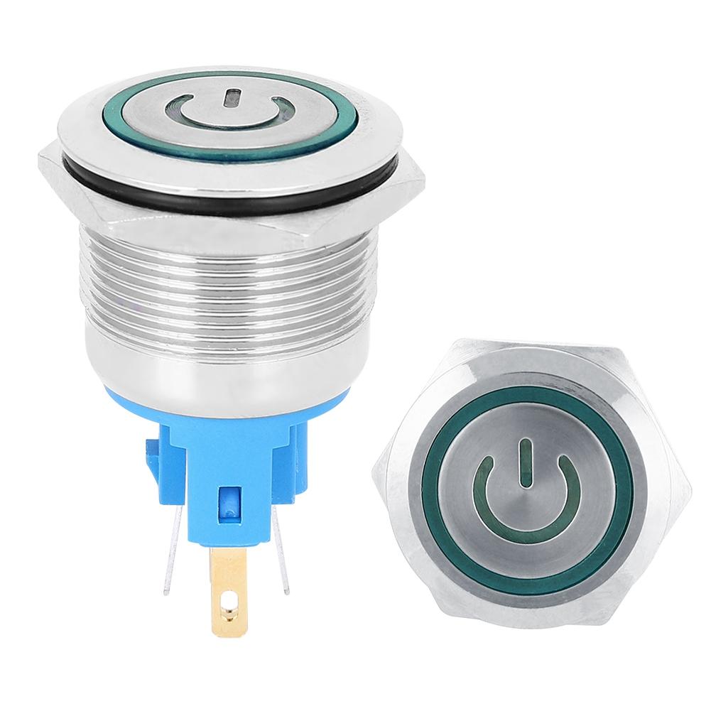 2Pcs DC3 6V 22mm 6 Pin Self Locking Durable Stainless Steel Push Button Switch with Sign