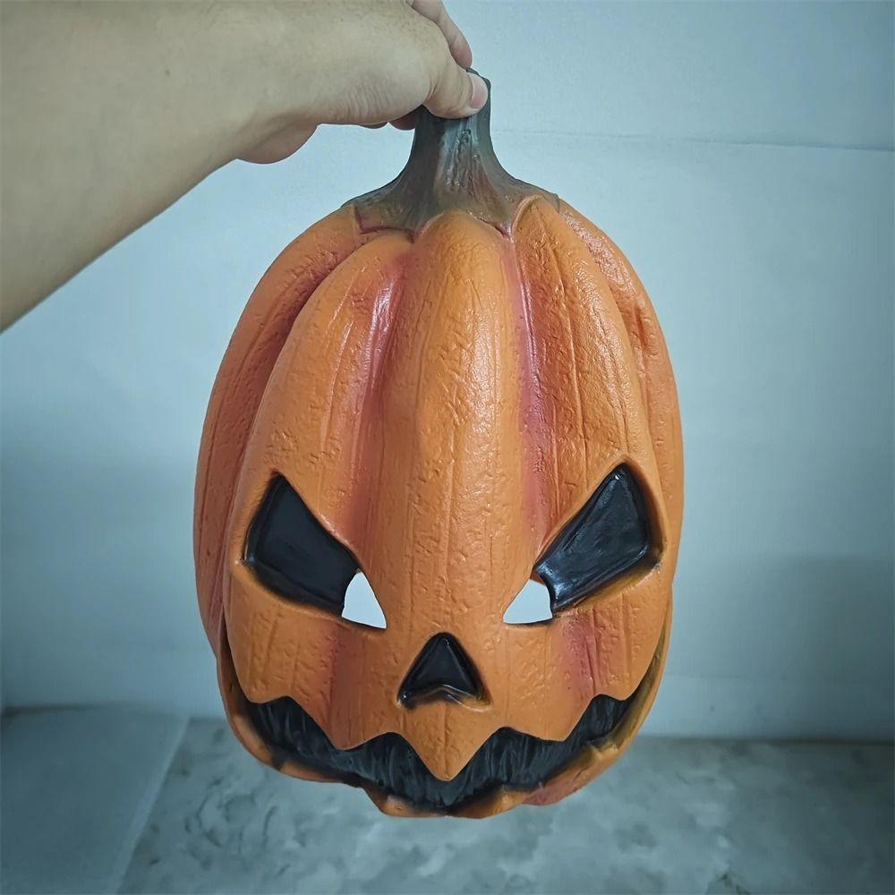 Latex Jackolantern Mask Head Cover Scary Pumpkin Mask Dress Up Props Masquerade Mask  Haunted House