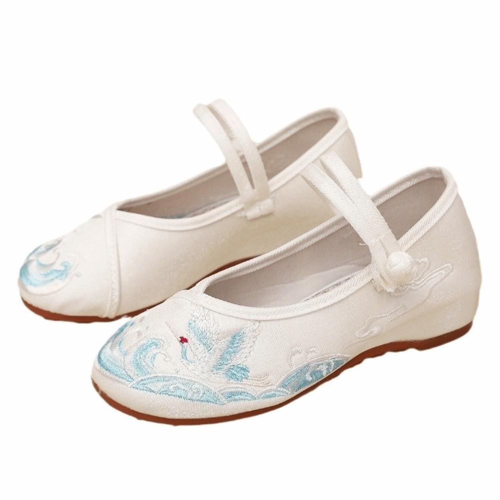 Chinese Style Girls' Dancing Shoes Soft Sole Non-slip Children Hanfu Flat Shoes Wear Resistant Breathable