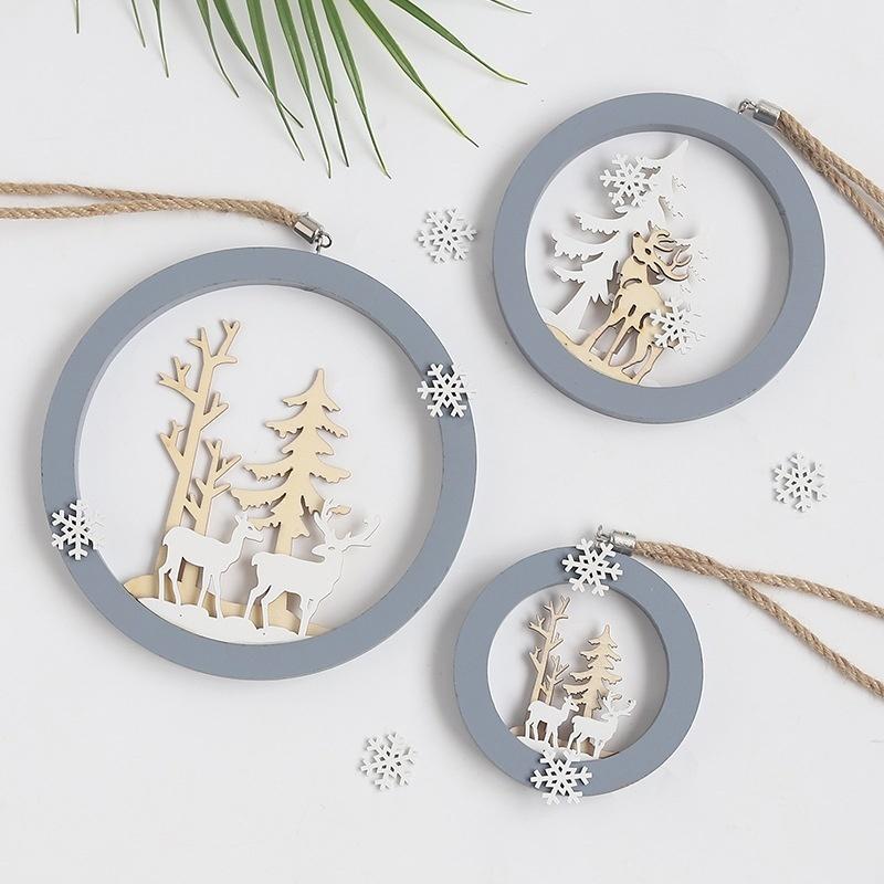 1pcs Elkdeer Wooden Wall Mount Christmas Tree Hanging Pendant Ornament Decor Christmas Decorations Supplies
