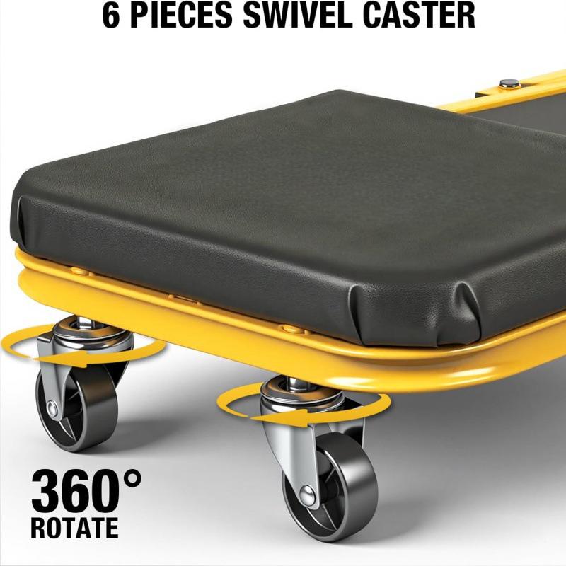 36" Adjustable Foldable Car Repair Reclining Board & Stool, 2-in-1 Z-Design Auto Repair Work Seat.
