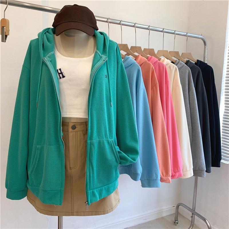 Autumn Winter New Casual Oversized Women's Cardigan Hooded Sweatshirt Zipper Y2k Hoodie Harajuku Solid Youth Women Hoodies Coats