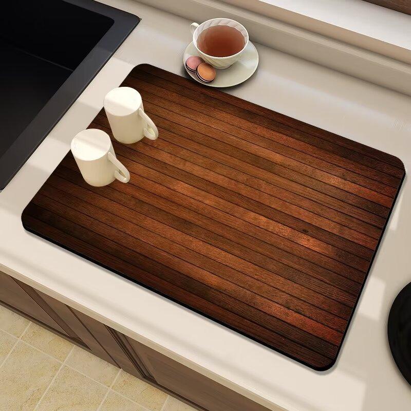 Amerikanischer Stil Massivholz Druck Kaffeemaschine Abtropfpads Geschirr Isolierung Saugfähige Abtropfpads Heim Desktop Dekor