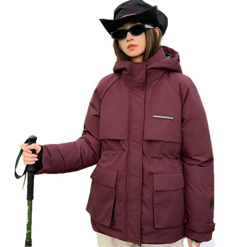 New hooded cotton clothes women's winter thickened warm outdoor tooling loose big pocket jacket