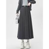 High-Waisted Coffee Wool Skirt for Women, Autumn-Winter Style, Pleated A-Line, Petite Fit, Mid-Length, Perfect Drape