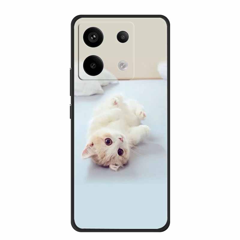 For Redmi Note 13 pro Case Pink Phone Case Fashion Silicone TPU Soft Back Cover Redmi Note 13 Pro Flower Capa 6.67" Cats Coque