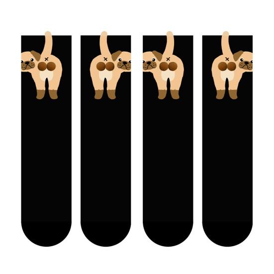 Women's Cute Dog Socks with 3D Fuzzy Balls Funny Novelty Animal Print Crew Cotton Socks for Women Girls Dog Lovers