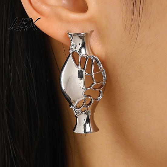 Unique Gift for Her 1 Pair Flower Vase Earrings Women, Retro Metal Hollow Shape Creative Bottle Earrings, DIY Bouquets Floral Holder Jewelry