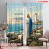 2pcs 2D Flat Printing Party Curtain Jesus Sheep Lord Joshua Polyester Without Electricity Festive Holiday Perfect for Home Wall