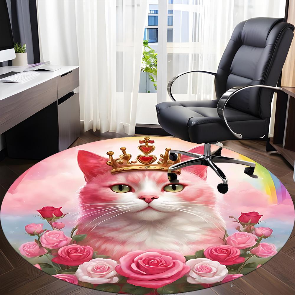 1pc Crown KittyChair Carpet for Office, Indoor Non-Slip Washable Polyester Fiber Carpet, Mat For Office, Machine Washable
