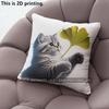 Cute Ginkgo Cat Print Square Pillow Covers Pattern Cushion Cover Suitable For Sofa Bedroom Car Pillow Cover