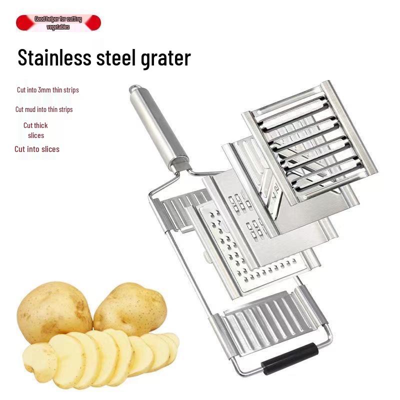 Stainless Steel Manual Vegetable Cutter & Grater - Multifunctional Slicer and Shredder