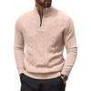 Half Zipper  Pullover  Long-Sleeved Knitted Sweater  Solid Color