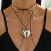 Collier femme exagéré réglable à lacets couleur douce cadeau élégant grand coeur d'amour