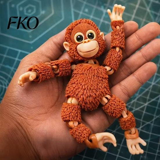 Office Desk Ornament 3D Printed Mini Gorilla Figurine with Articulated Joints, Small Desktop Stress Relief Toy, Creative Cute Animal Model Gift