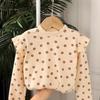 Children's Stylish Long-sleeved Versatile Printed Autumn-style Girls' Blouse with New Sleeves and Floral Print