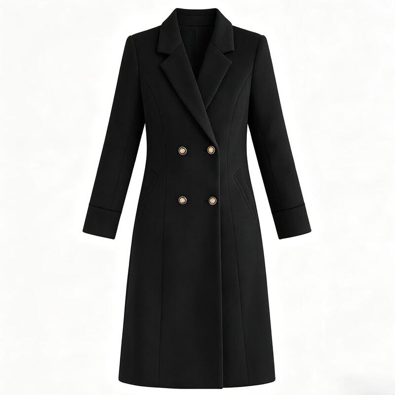 Women's Double-Breasted Lapel Long Coat