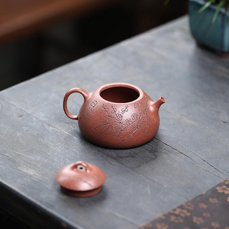 120ml Chinesische Yixing Lila Ton Teekanne Kleine Kapazität Handgefertigt Pflaumenblüte Teekanne Schönheits Tee-Infuser Zisha Kessel Teekanne Set