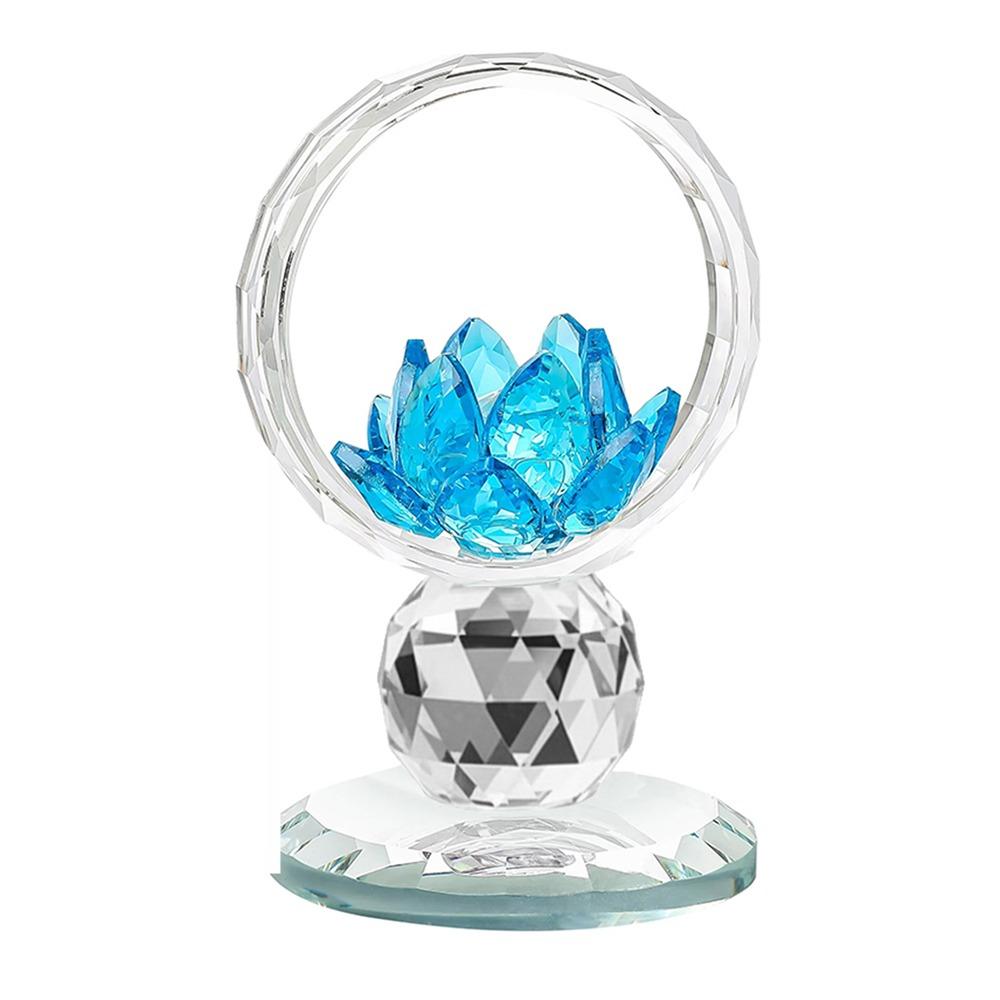 Reflection Effect Lotus Flower Figurine Stable Base Clear Lotus Flower Collectible  Home Decor