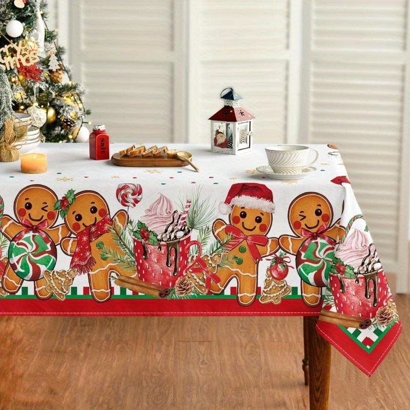 Waterproof Christmas Tablecloth Digital Print Kitchen Dining Table Decor Washable Holiday Home Decor