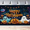 2D Banner 1 piece, Halloween Photo Booth - Ghost and Pumpkin decorations, suitable for party and home decor